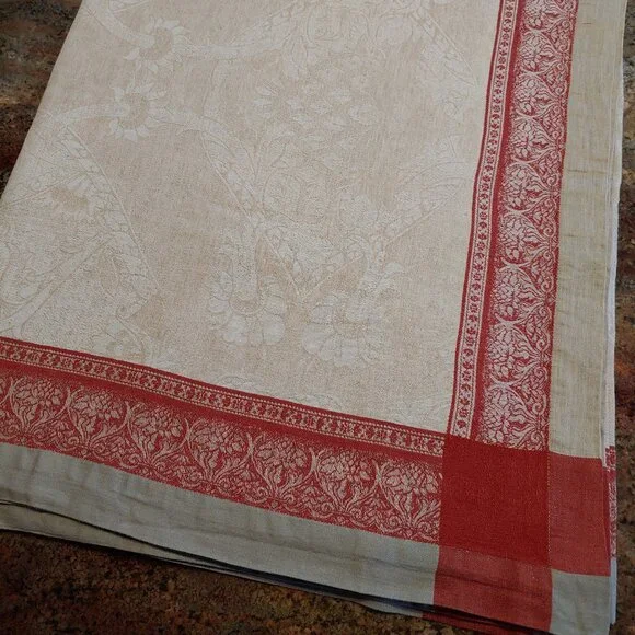 Williams Sonoma Jacquard Cotton Linen Blend Tablecloth 67x103 RUSSIA - Picture 2 of 10